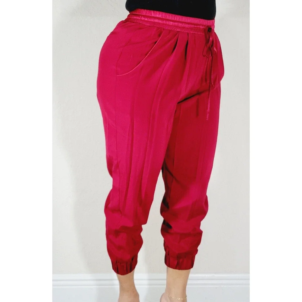 Ramy Brook Crop Jogger Pants Women's Chili XS Drawstring New
